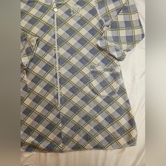 Karen Neuburger Womens Blue & Green Plaid Long Sleeve Zipper Robe Pajama Size Sm - Picture 2 of 10